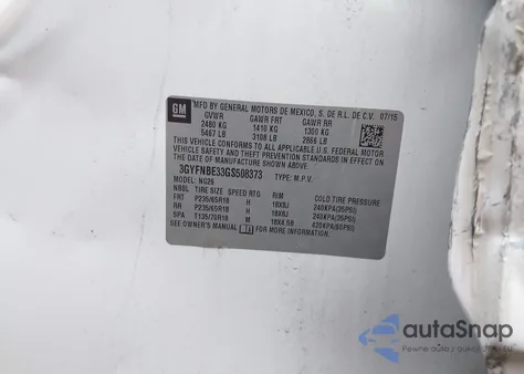 2016 Cadillac Srx Luxury Collection z USA, uszkodzony, nr VIN 3GYFNBE33GS508373